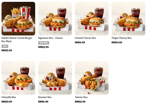 Harga Menu KFC Box Meals Harga Menu KFC Box Meals